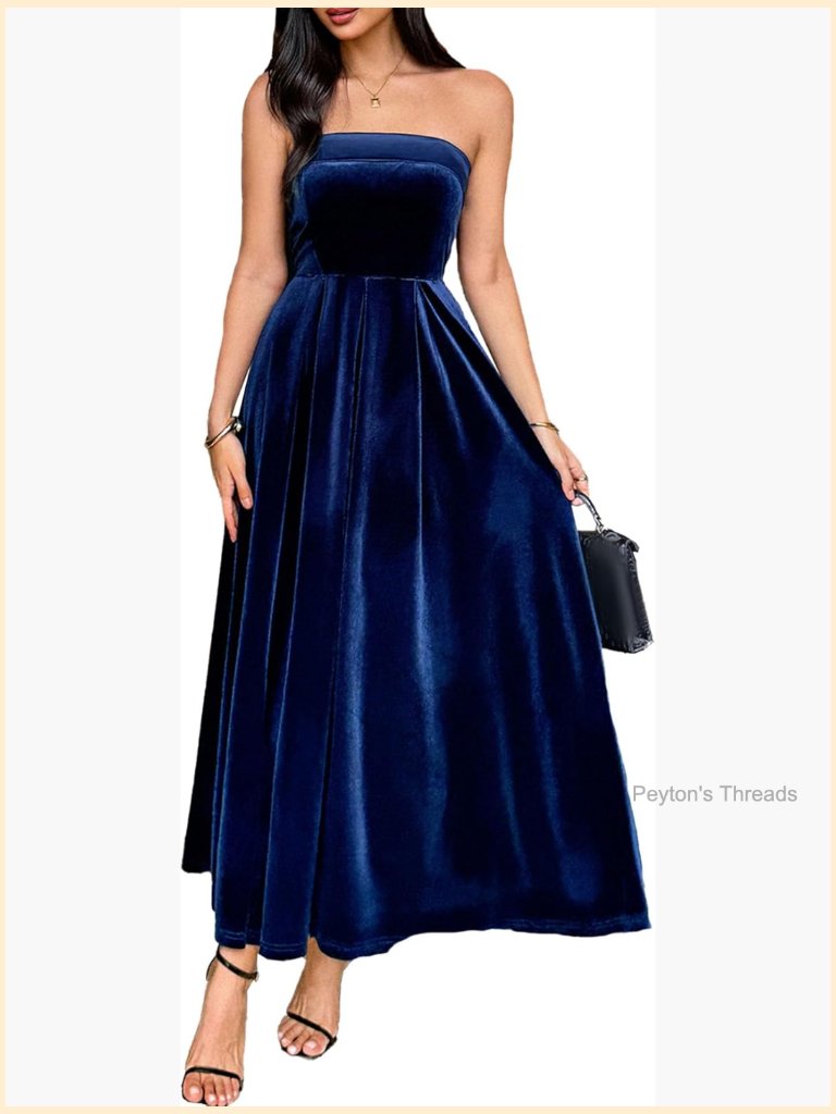 Sleeveless Velvet Cocktail Maxi Dress With Ruching A-Line High Waist